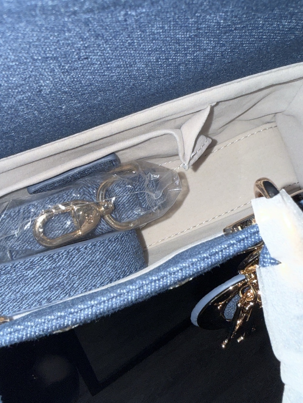 Blue Denim Embroidered Lady Mini Tote - Picture 5 of 8